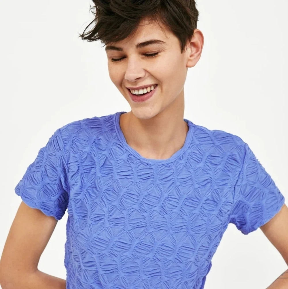 NWT Zara Gathered Detail Short Sleeve Top M